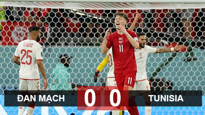 Tóm tắt lịch thi đấu ngày 22/11/2022 trận đấu Đan Mạch 0-0 Tunisia