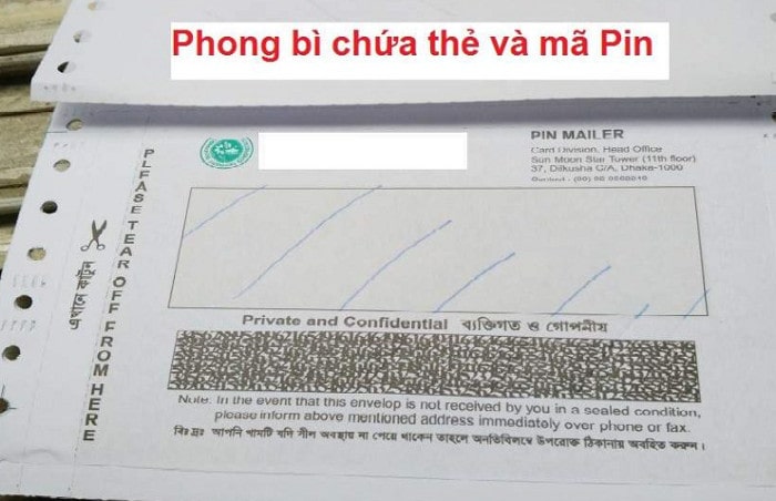 Nhập mã Pin được ngân hàng cung cấp trong bì thư